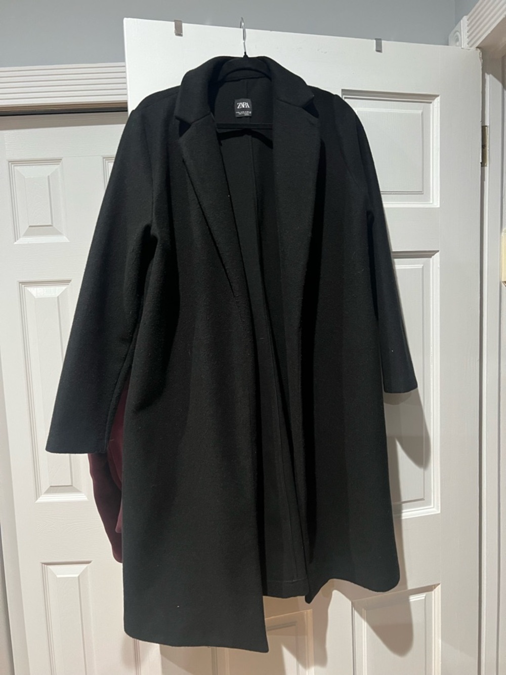 Zara Black Longline Open-Front Coat